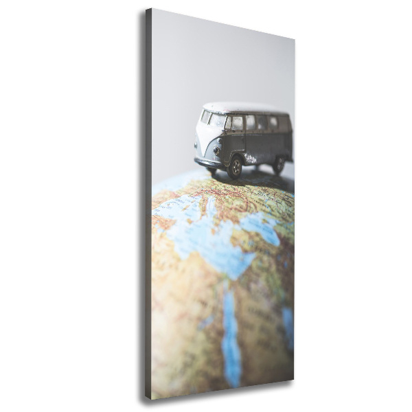 Verticaal canvasschilderij Van op een globe