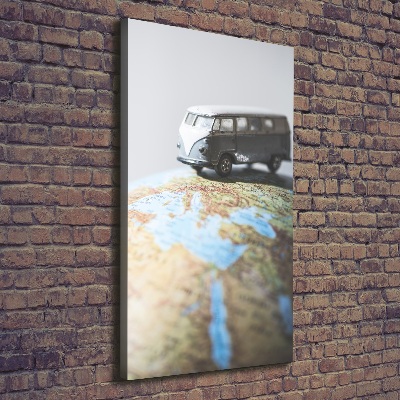 Verticaal canvasschilderij Van op een globe
