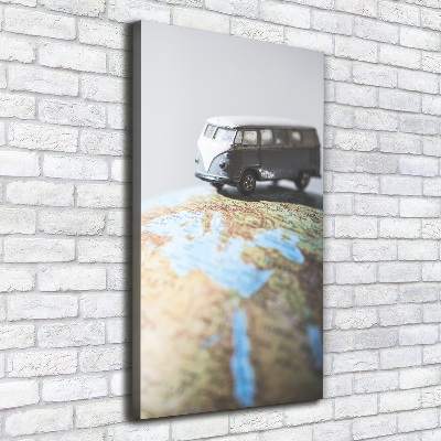 Verticaal canvasschilderij Van op een globe