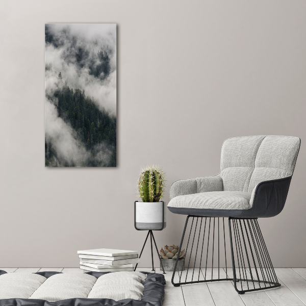 Verticaal schilderij op canvas Een wolk boven het bos