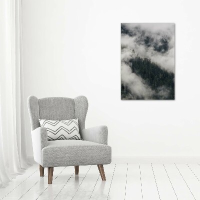 Verticaal schilderij op canvas Een wolk boven het bos