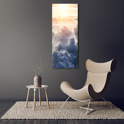 Verticale foto op canvas Vliegen boven de wolken