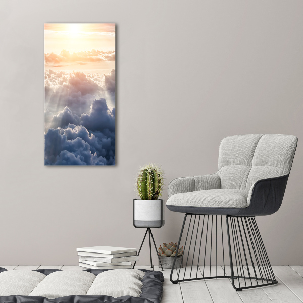 Verticale foto op canvas Vliegen boven de wolken