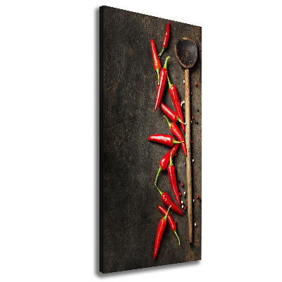 Verticaal canvasschilderij Chilipepers