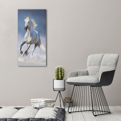 Verticale canvasfoto Een wit paard in galop
