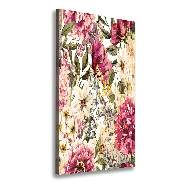 Verticaal canvasschilderij Bloemenpatroon