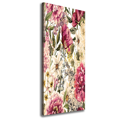 Verticaal canvasschilderij Bloemenpatroon
