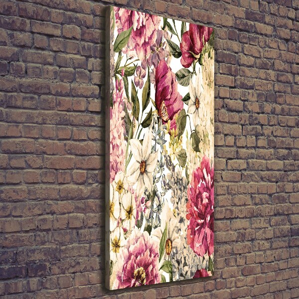 Verticaal canvasschilderij Bloemenpatroon
