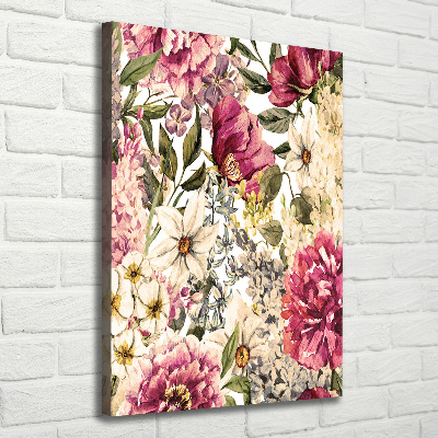 Verticaal canvasschilderij Bloemenpatroon