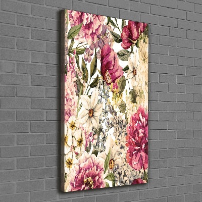 Verticaal canvasschilderij Bloemenpatroon