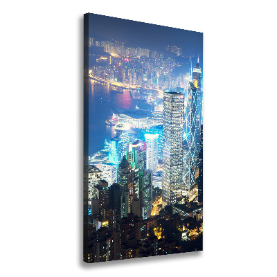 Verticale foto op canvas Hong Kong 's nachts