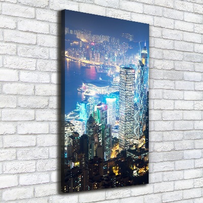 Verticale foto op canvas Hong Kong 's nachts