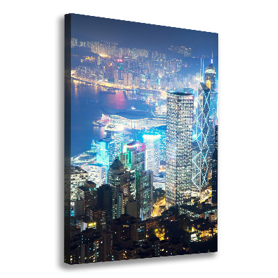 Verticale foto op canvas Hong Kong 's nachts