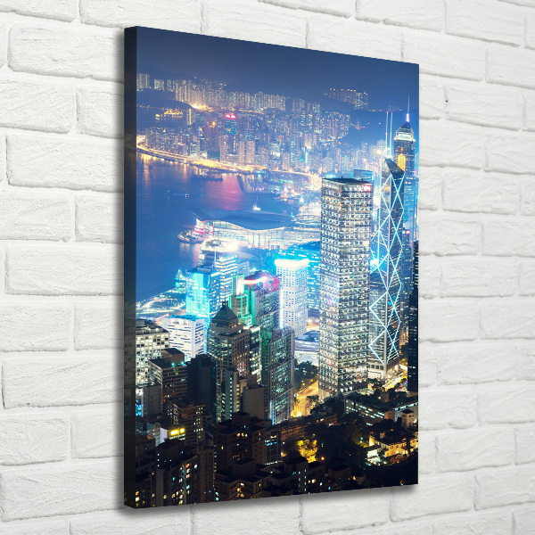 Verticale foto op canvas Hong Kong 's nachts