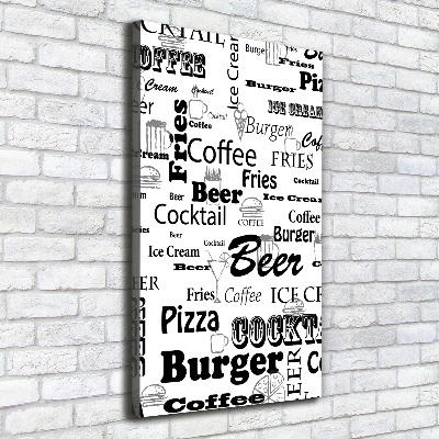 Verticaal canvasschilderij Restaurantmenu