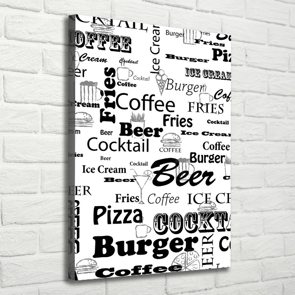 Verticaal canvasschilderij Restaurantmenu