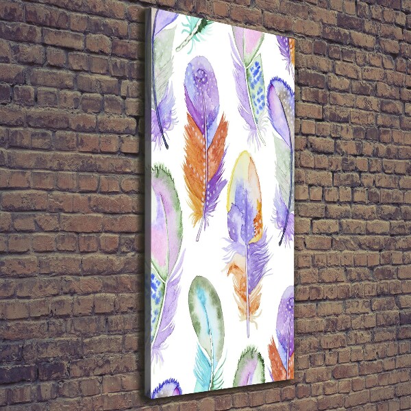 Verticaal canvasschilderij Kleurrijke veren