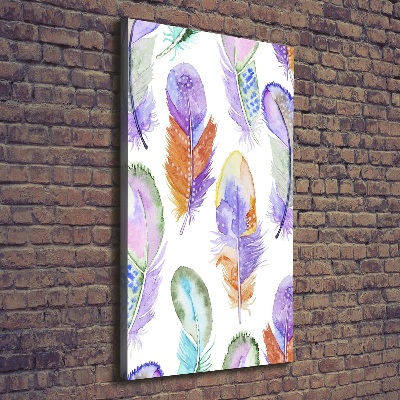 Verticaal canvasschilderij Kleurrijke veren
