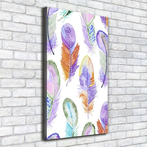 Verticaal canvasschilderij Kleurrijke veren