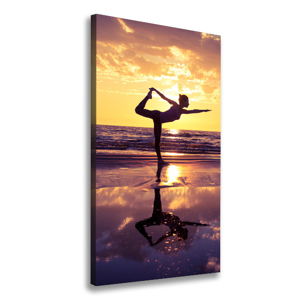 Verticaal schilderij op canvas Yoga op het strand