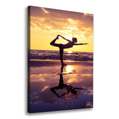 Verticaal schilderij op canvas Yoga op het strand