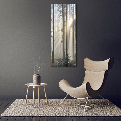 Verticaal canvasschilderij Mist in het bos