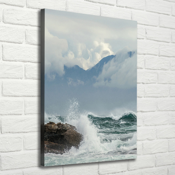 Verticale foto op canvas Ruwe zee