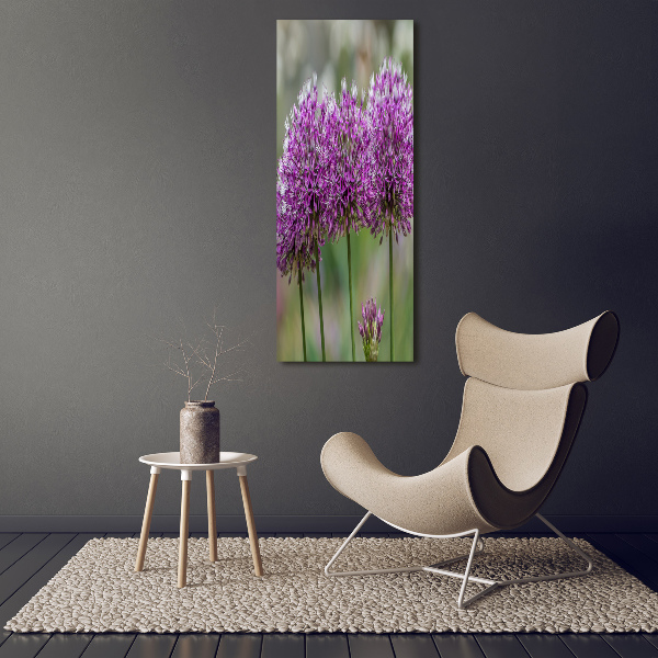 Verticaal schilderij op canvas Knoflookbloemen
