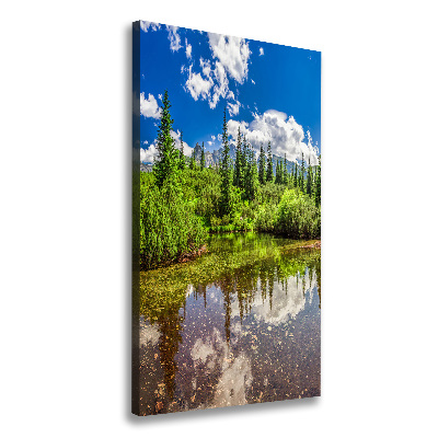 Verticaal schilderij op canvas Meer in de bergen