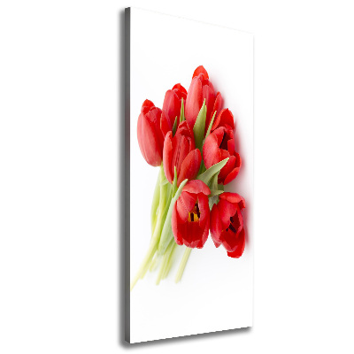 Verticaal schilderij op canvas Rode tulpen