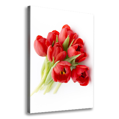 Verticaal schilderij op canvas Rode tulpen