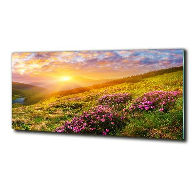 Foto obraz szklany Zachód słońca góry