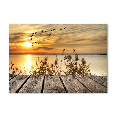 Glazen schilderij Steiger aan het meer