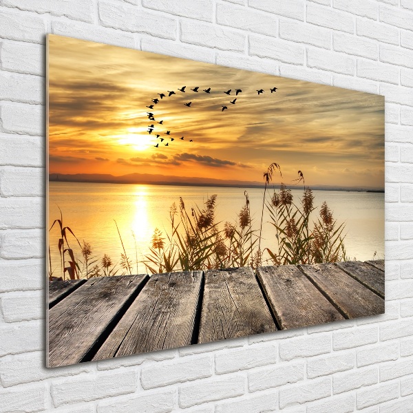 Glazen schilderij Steiger aan het meer