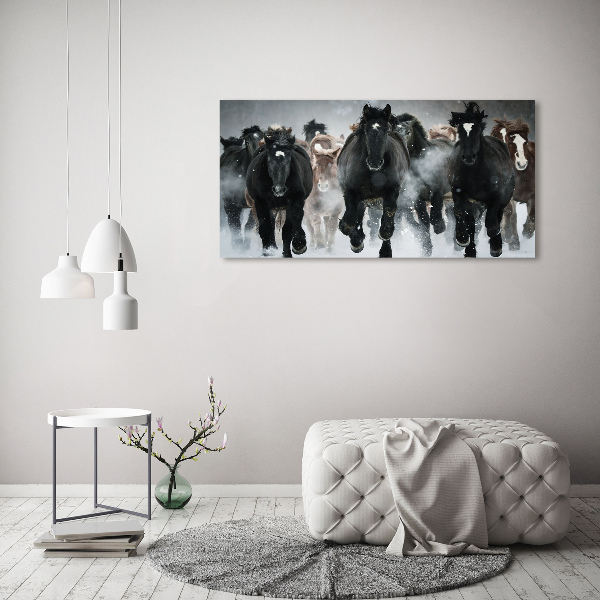 Foto schilderij op glas Paarden in galop