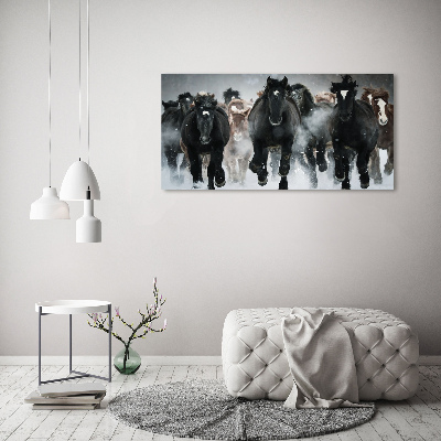 Foto schilderij op glas Paarden in galop