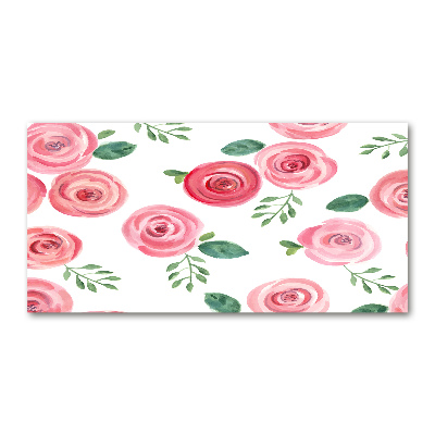 Schilderij glas Rozen