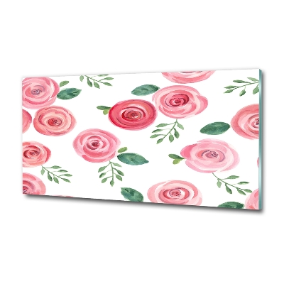 Schilderij glas Rozen