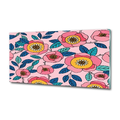 Foto schilderij op glas Roze bloemen