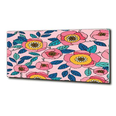 Foto schilderij op glas Roze bloemen