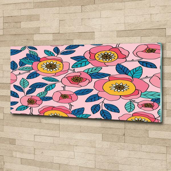 Foto schilderij op glas Roze bloemen