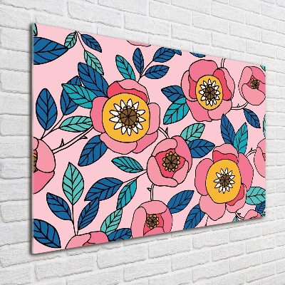 Foto schilderij op glas Roze bloemen