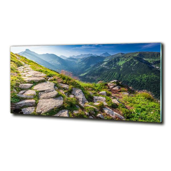 Schilderij op glas Zonsopgang in het Tatragebergte