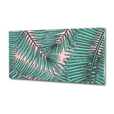 Schilderij glas Palmbladeren