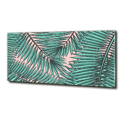 Schilderij glas Palmbladeren
