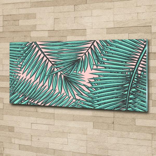 Schilderij glas Palmbladeren