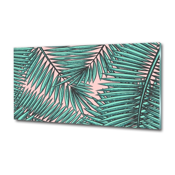 Schilderij glas Palmbladeren
