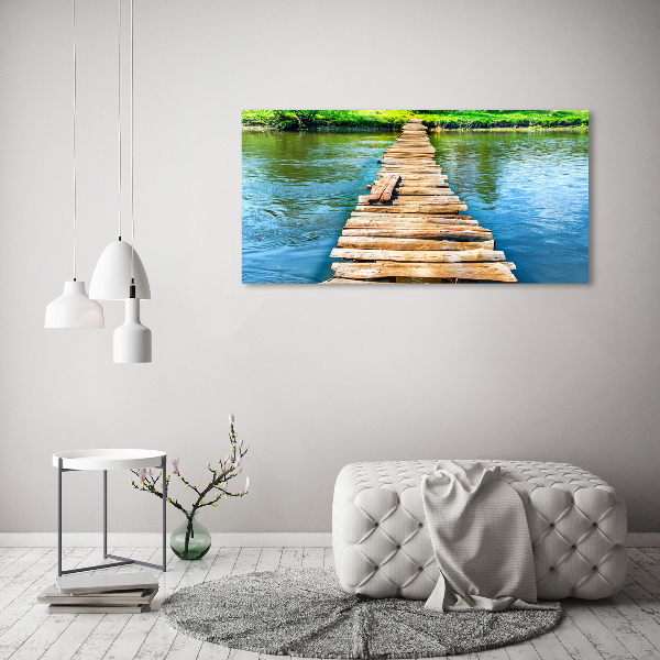 Foto schilderij op glas Houten brug