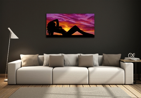 Foto schilderij op glas Silhouet van een vrouw