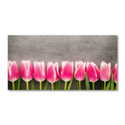 Glazen schilderij Roze tulpen